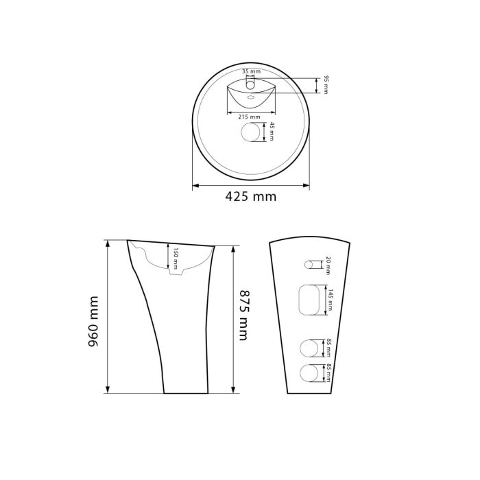 Умывальник VBI ANDORA WHITE напольный