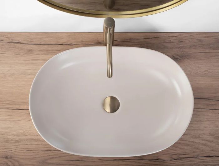 Умывальник REA CLEO 61 BEIGE MATT бежевый накладной