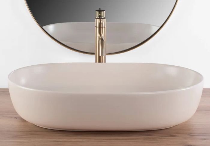 Умывальник REA CLEO 61 BEIGE MATT бежевый накладной