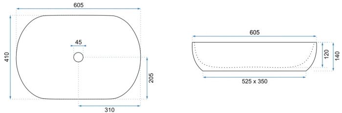 Умывальник REA CLEO 61 BEIGE MATT бежевый накладной