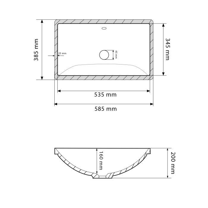 Умывальник VBI MELFI WHITE врезной