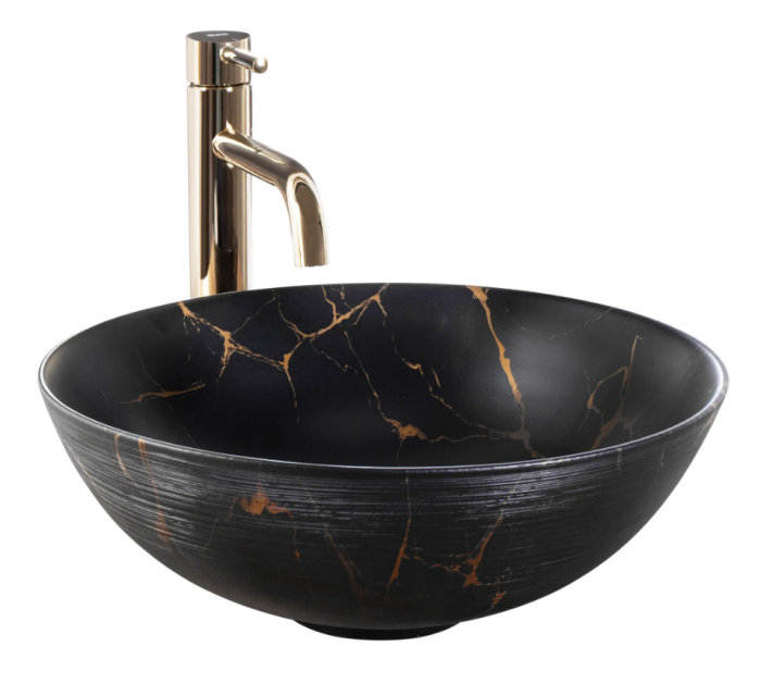 Умивальник REA STELLA BLACK MARBLE BRUSHED накладний