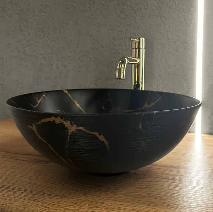 Умивальник REA STELLA BLACK MARBLE BRUSHED накладний