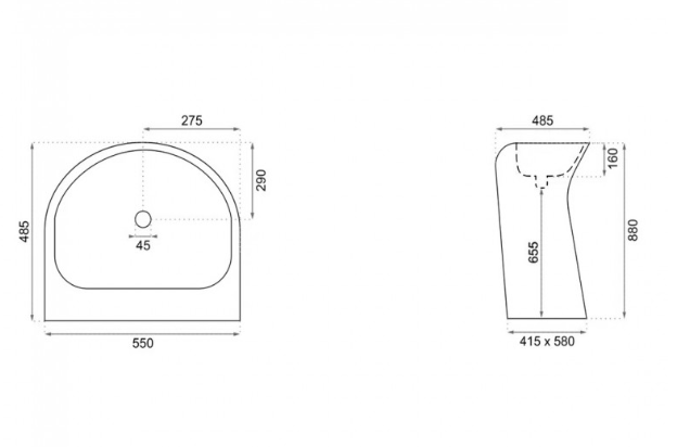Умывальник REA MILENA WHITE напольный белый