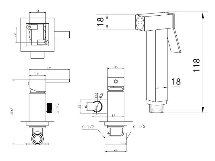 Набор для биде ASIGNATURA Intense, хром