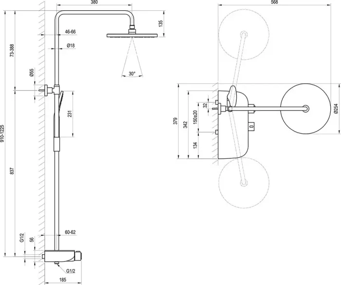 Душова система TE 094.02 Termo X070162 RAVAK