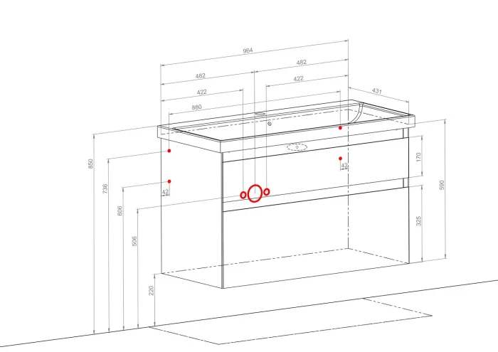 Тумба подвесная с умывальником Элит 100, Аква Родос