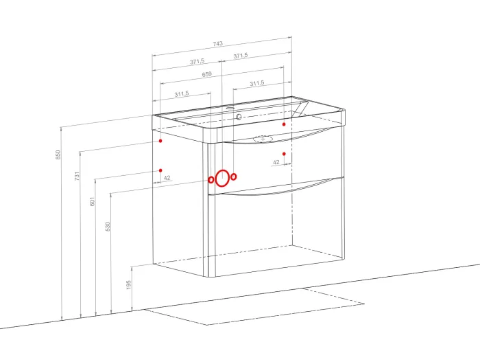 Підвісна тумба з умивальником Аква Родос Амеріна Deep 75 см біла