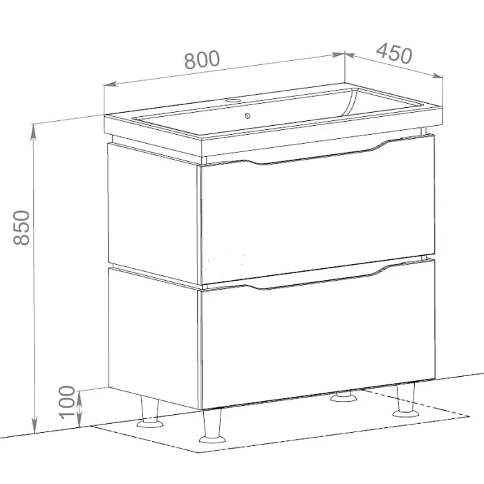 Шафка з умивальником Венеція Біла Порто 85, Аква Родос