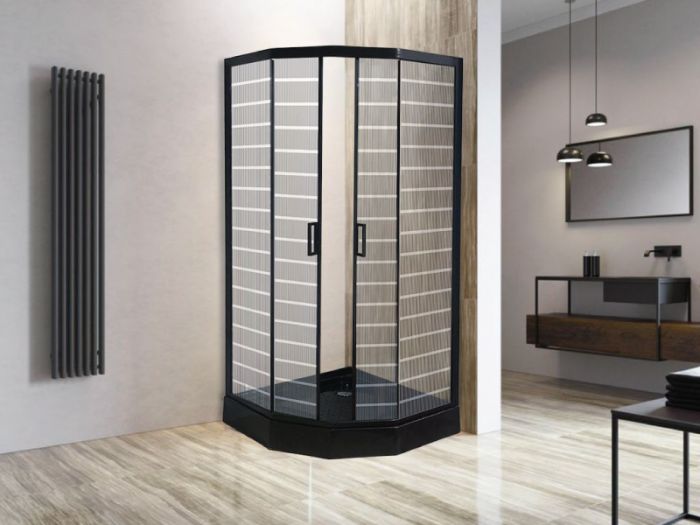 Душевая кабина 90*90 Perissa б/п, проф.черн.мат, стекло принт (6 мм), раздвижная 69020802 ASIGNATURA