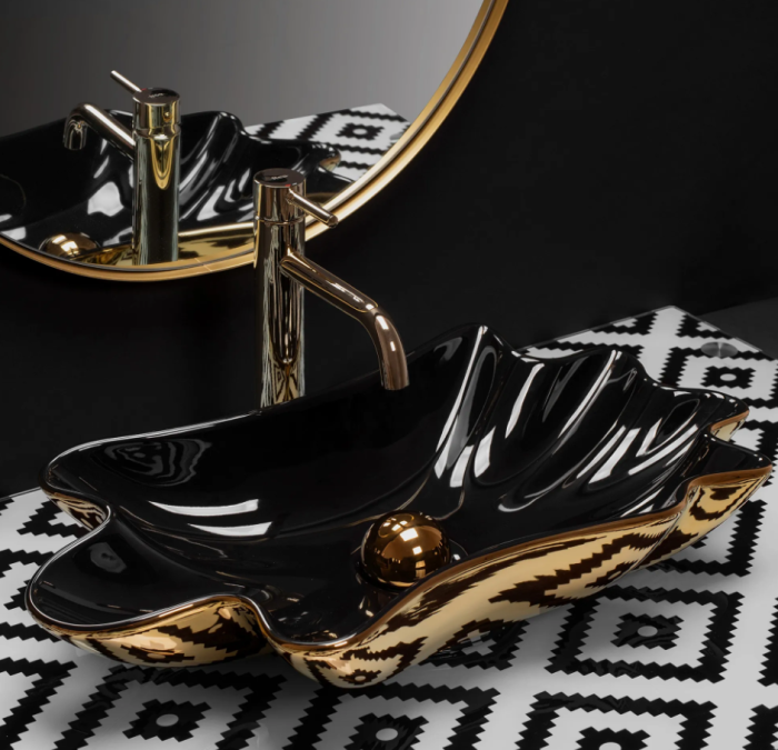 Умывальник REA INFINITY GOLD BLACK накладной