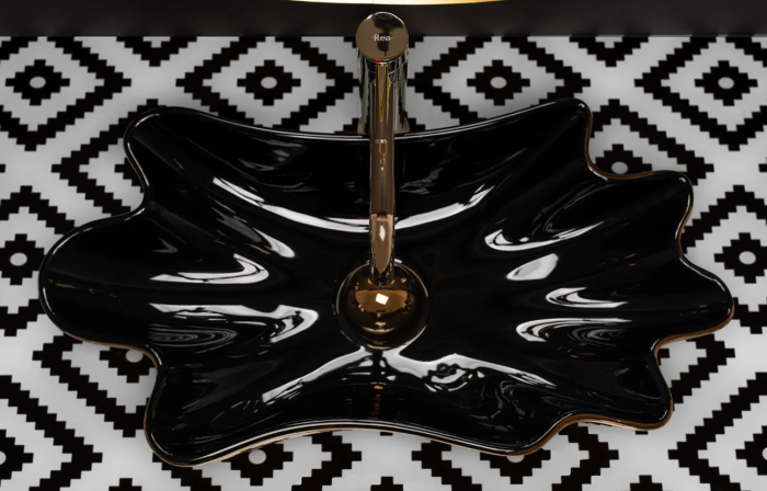 Умывальник REA INFINITY GOLD BLACK накладной