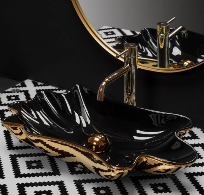 Умывальник REA INFINITY GOLD BLACK накладной