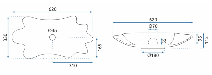 Умывальник REA INFINITY GOLD BLACK накладной