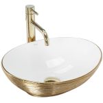 Умывальник REA SOFIA BRUSHED GOLD WHITE накладной