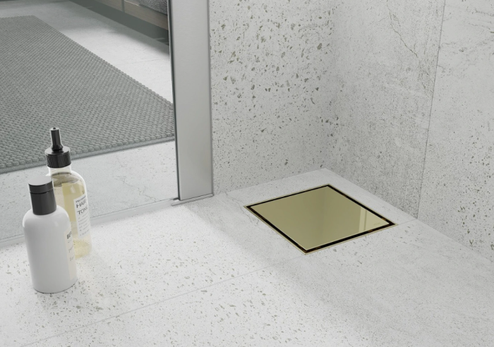 Трап для душу MEXEN FLAT 15х15 GOLD золотий квадратний