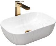 Умывальник REA BELINDA CALALA MARMUR накладной белый/мрамор