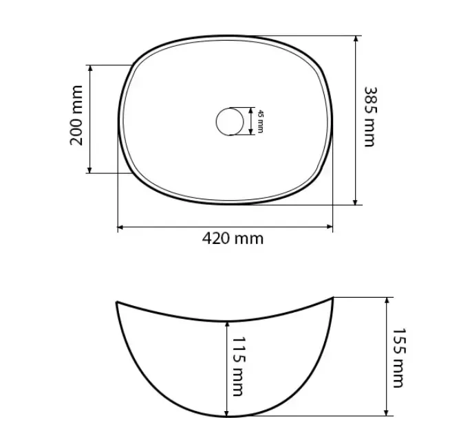 Умивальник VBI RONTA DARK BLACK GLOSSY накладний