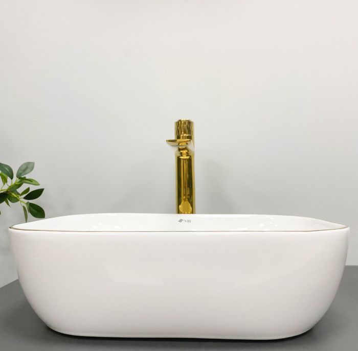 Умивальник VBI RAVENNA WHITE GOLD EDGE накладний