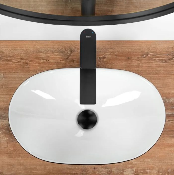 Умывальник REA ROYAL MINI BLACK WHITE накладной