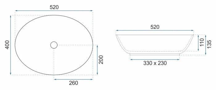 Умывальник REA MARGOT WHITE GOLD накладной