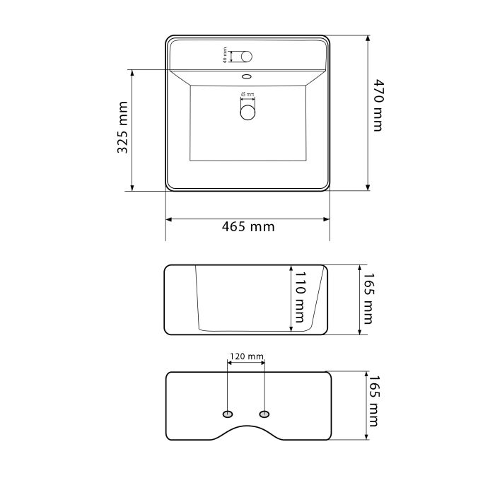 Умывальник VBI TERAMO WHITE накладной подвесной