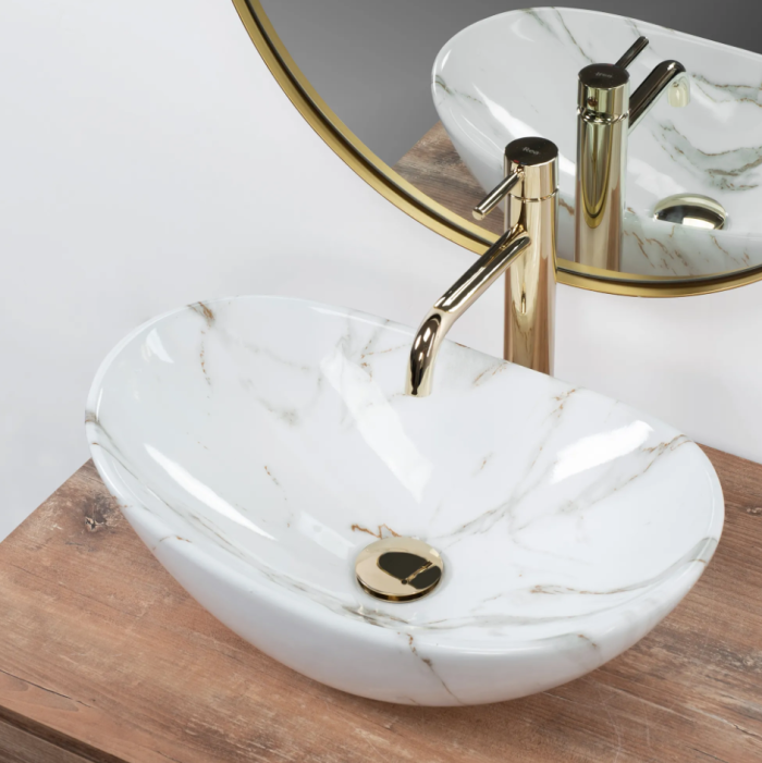 Умывальник REA ROYAL MINI SHINY AIAX накладной мрамор