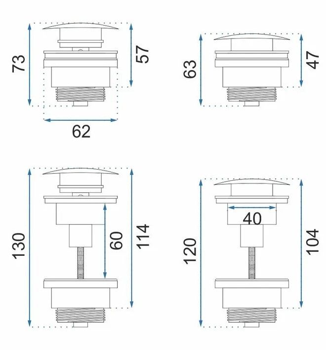 Донний клапан для раковини (умивальника)  REA KLIK-KLAK BLACK GLOSSY чорний