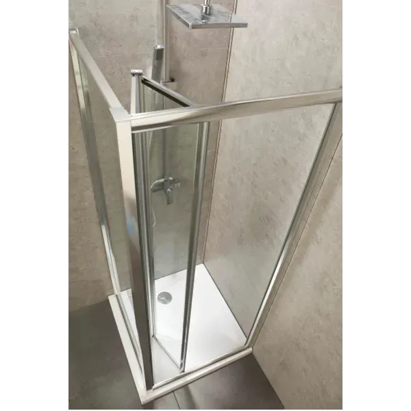 Дверь bifold 90*195, профиль хром, стекло прозрачное 5мм