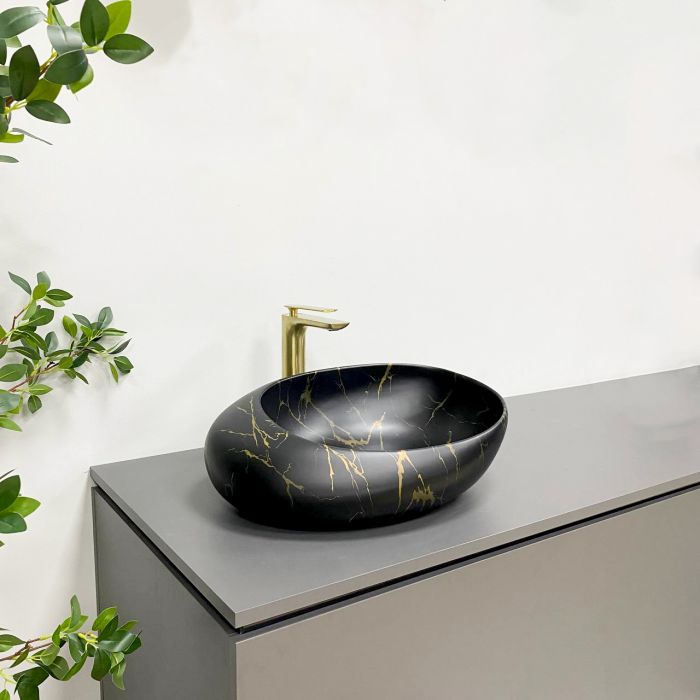 Умивальник VBI VALIANO MARBLE BLACK MATT накладний