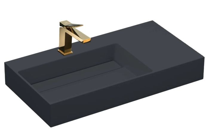 Умивальник REA ARCHI 90 BLACK MATT накладний підвісний