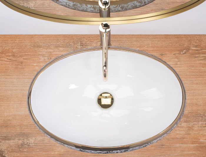 Умивальник REA MERYL WHITE GOLD накладний