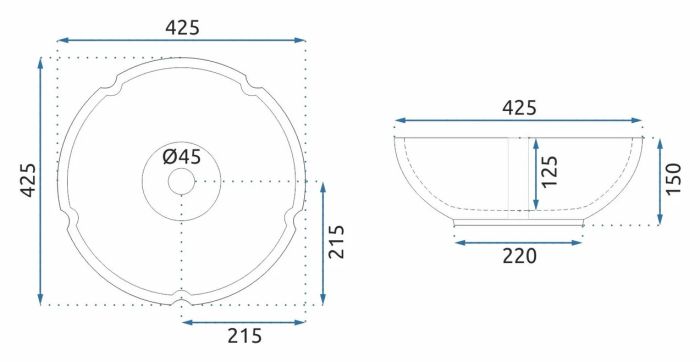 Умивальник REA MARINA BLUE накладний
