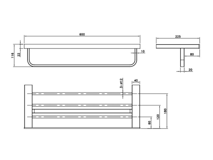 Рушникотримач ASIGNATURA Unique, чорний