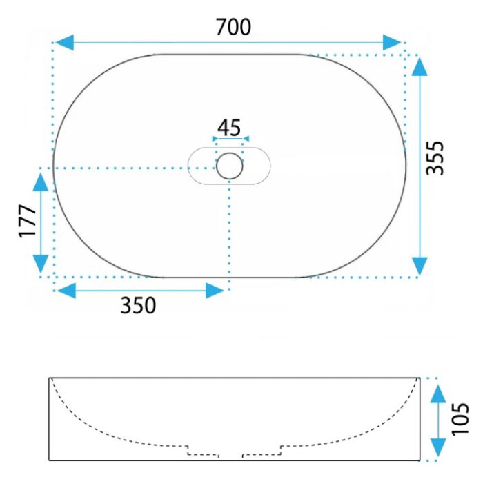 Умивальник REA IRIS 71 GREY MATT накладний