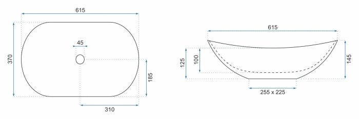 Умивальник REA ROYAL 60 BLACK MATТ чорний накладний