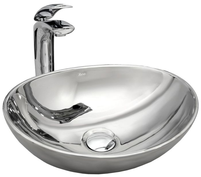 Умивальник REA SOFIA SILVER накладний сріблястий