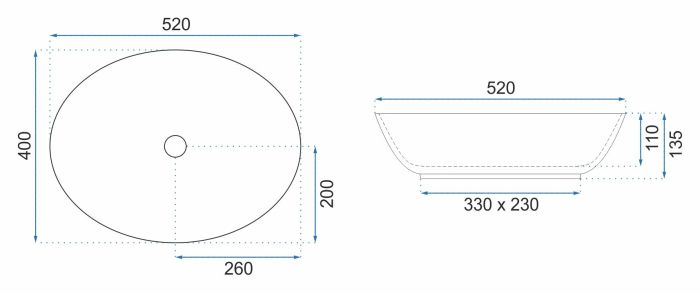 Умивальник REA MARGOT BLUE GOLD накладний