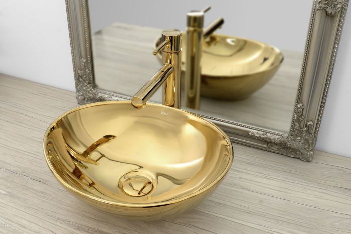 Умивальник REA SOFIA GOLD золотий накладний