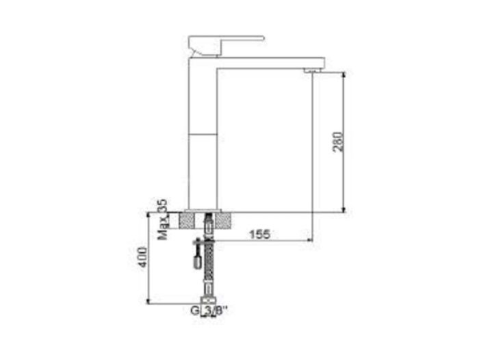 Змішувач для умивальника NEWARC Cubic сатин