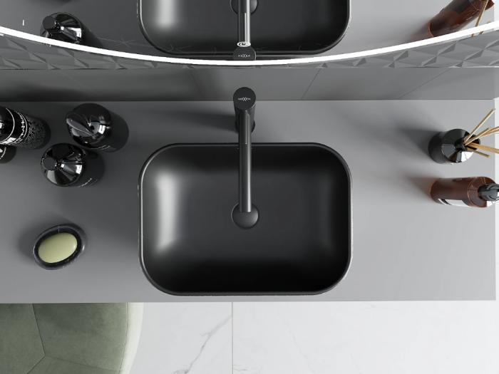 Умывальник MEXEN RITA SILVER BRUSHED BLACK MATT накладной