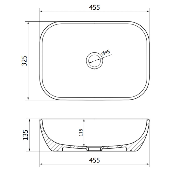 Умывальник MEXEN RITA SILVER BRUSHED BLACK MATT накладной