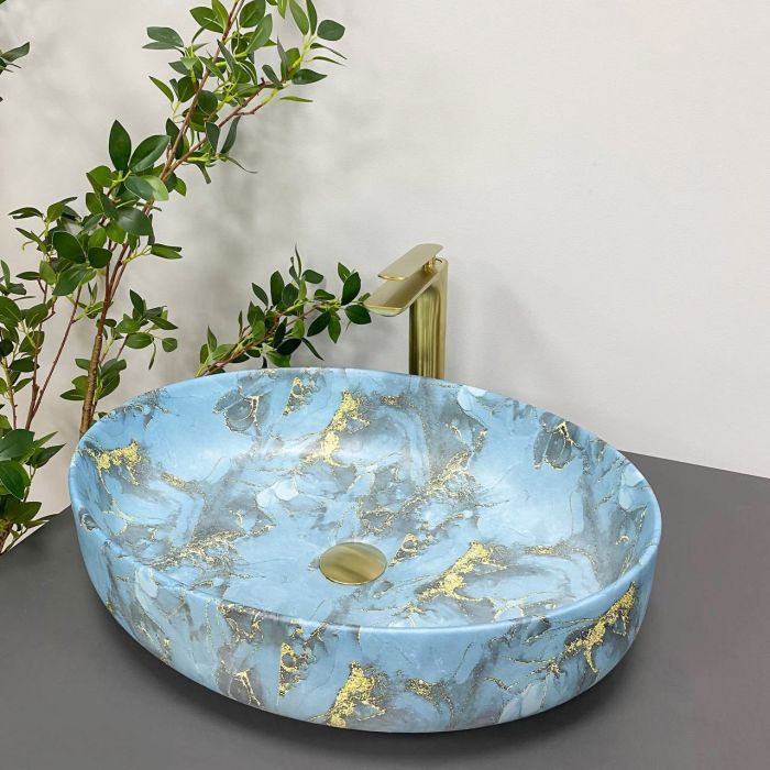 Умивальник VBI UDINE MARBLE BLUE MATT накладний