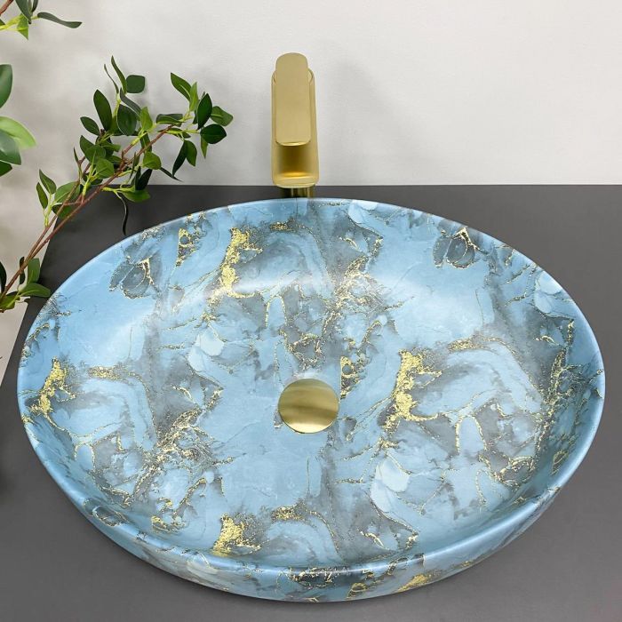 Умивальник VBI UDINE MARBLE BLUE MATT накладний