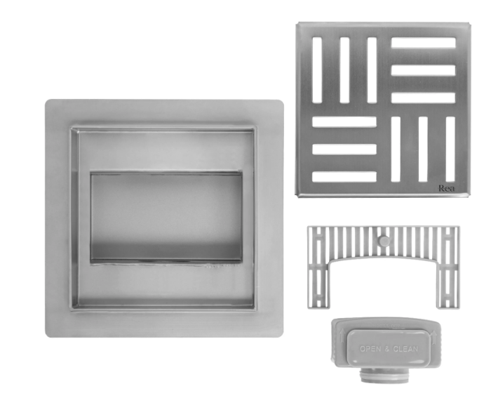 Трап для душа REA CROSS 15x15 NICKIEL BRUSHED