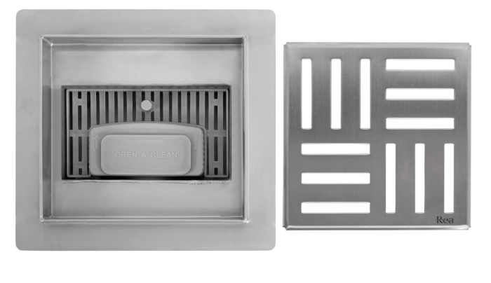 Трап для душа REA CROSS 15x15 NICKIEL BRUSHED