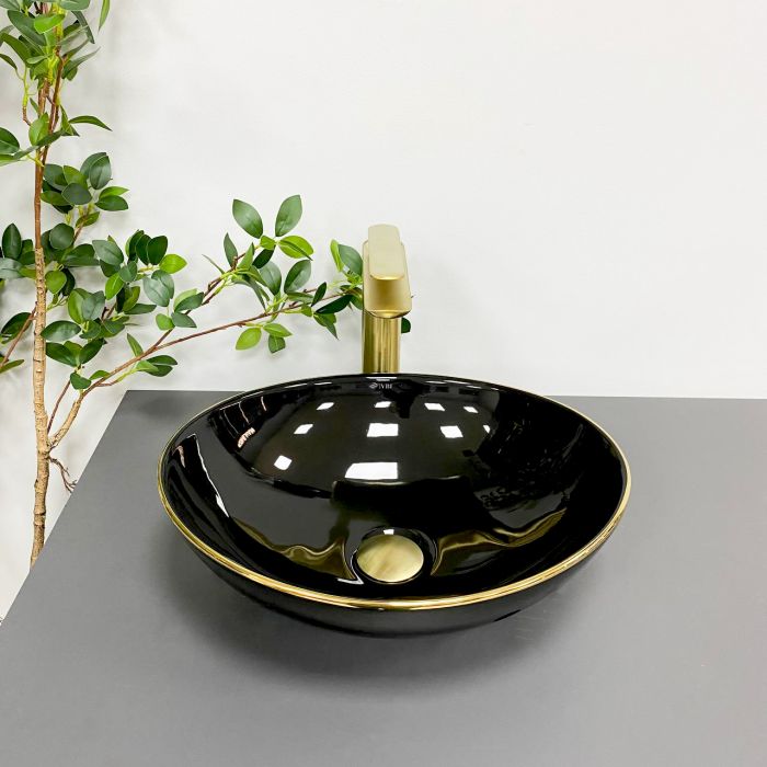 Умивальник VBI PARMA BLACK GOLD EDGE накладний