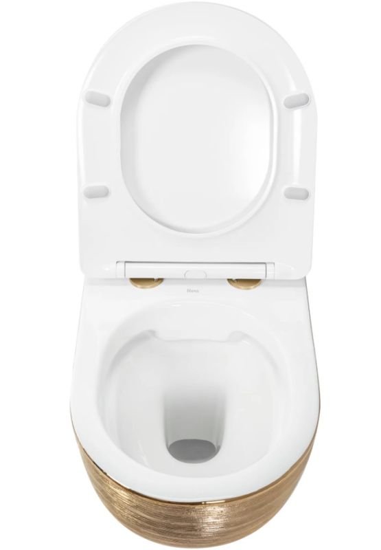 Подвесной унитаз REA CARLO FLAT BRUSH GOLD золотой