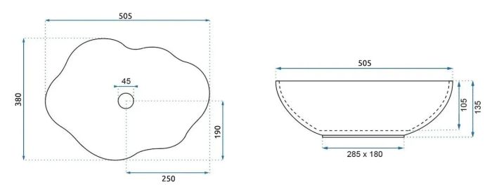 Умывальник REA PEARL AKOYA накладной