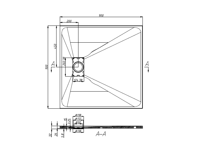Душевой поддон Tinto 90*90 черный матовый 49837002 ASIGNATURA